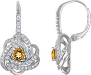 FZN Sterling Silver Floral Swirl Drop Earrings