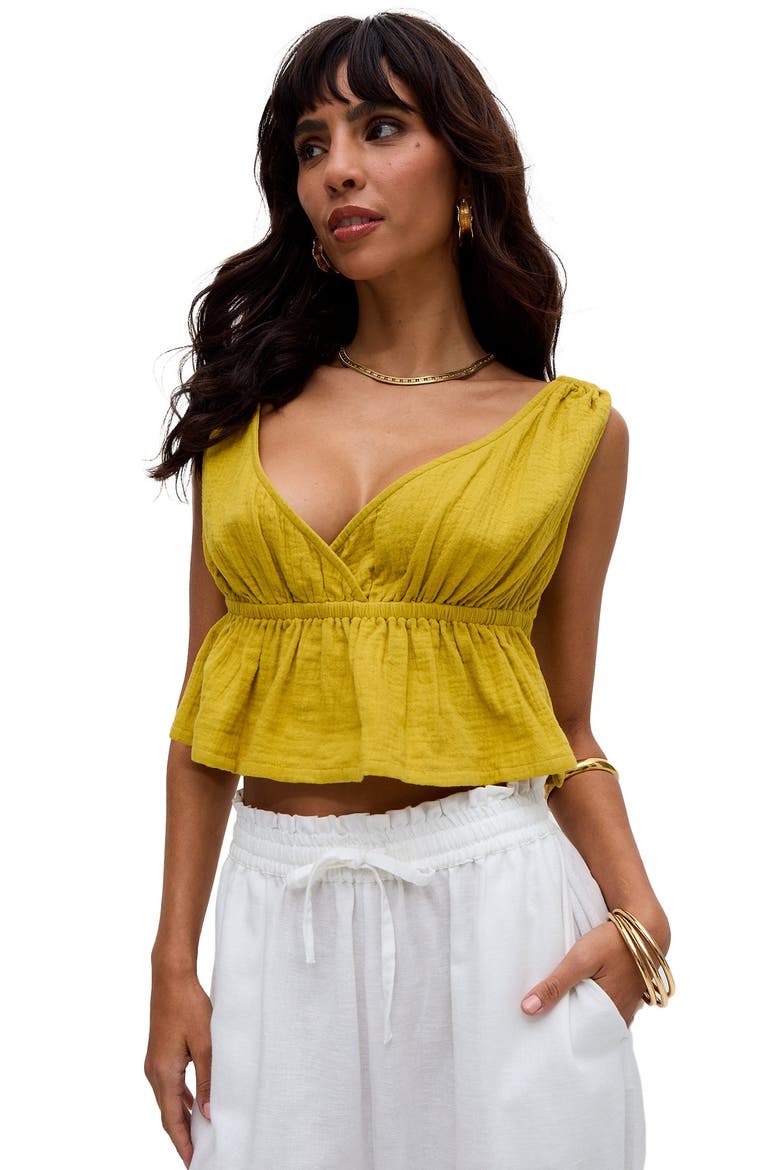 Katty Deep-V Neck Blouse, Alternate, color, Yellow
