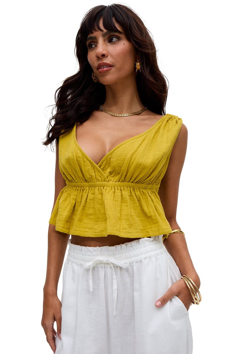 Raffya Katty Deep-V Neck Blouse, Alternate, color, Yellow