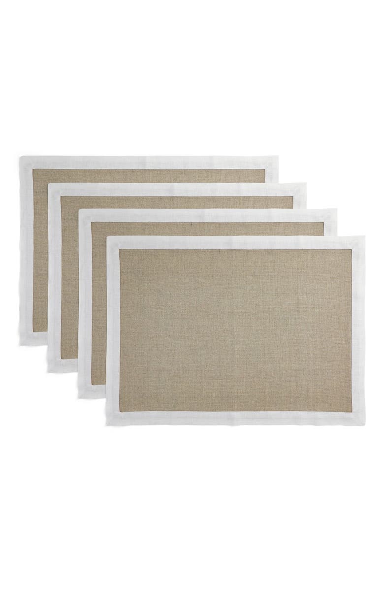 Solino Home Linen Placemats - Classic, 14" x 19", Main, color, White And Natural
