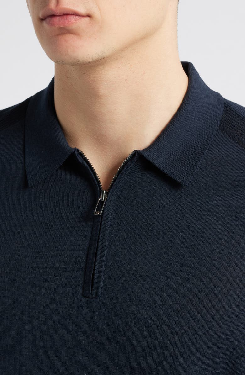 Emporio Armani Quarter Zip Polo, Alternate, color, Solid Blue Navy