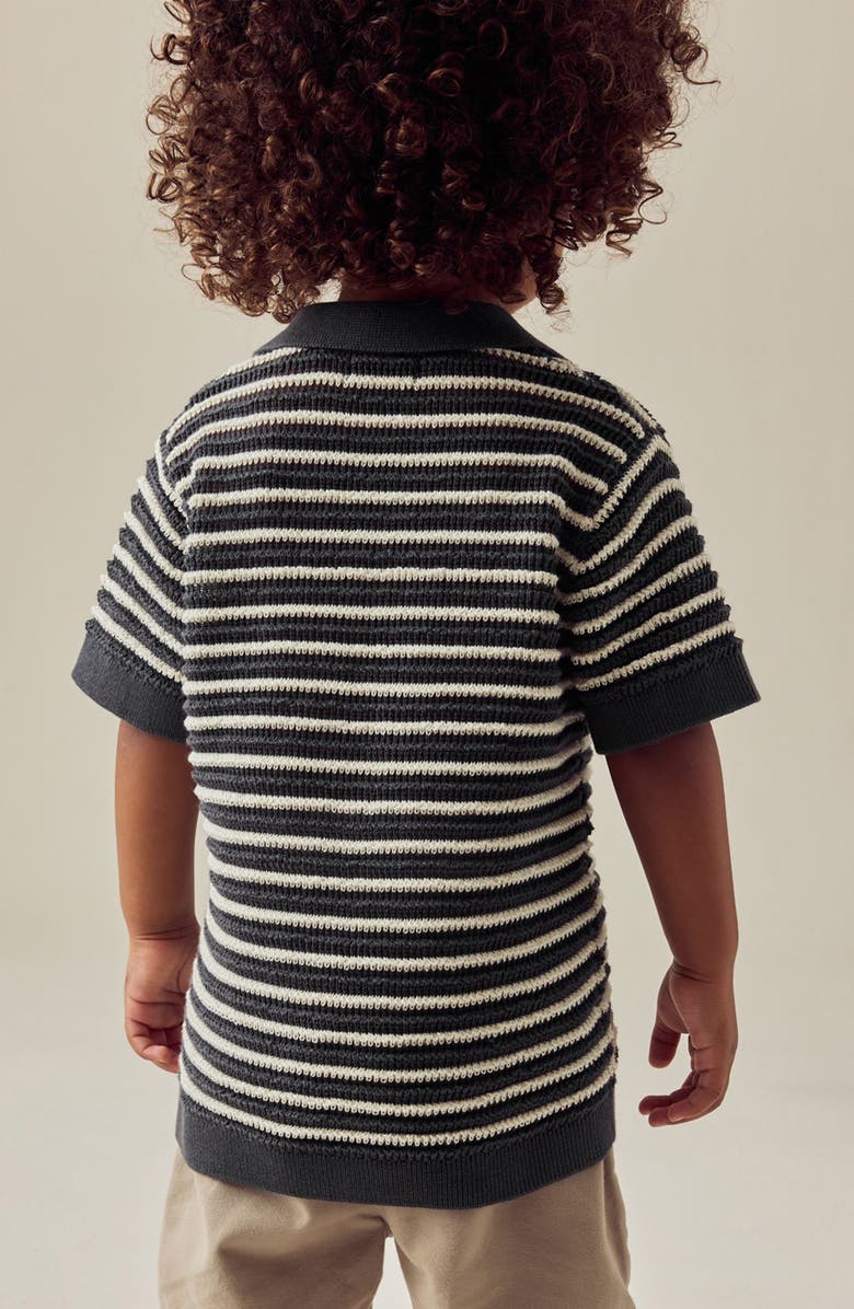 NEXT Kids' Stripe Cotton Polo Sweater, Alternate, color, Black