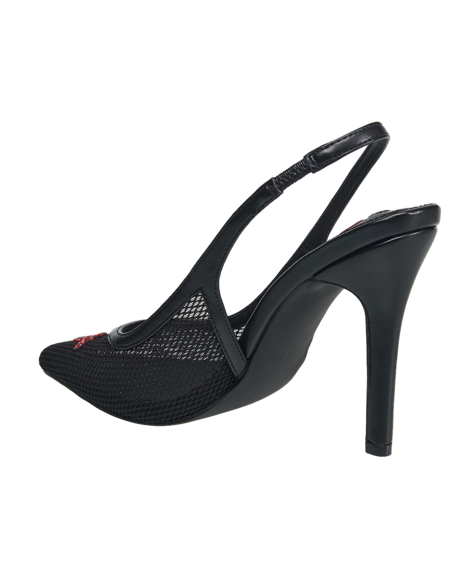 Ella Mesh Horseshoe Logo Heel, Alternate, color, Black