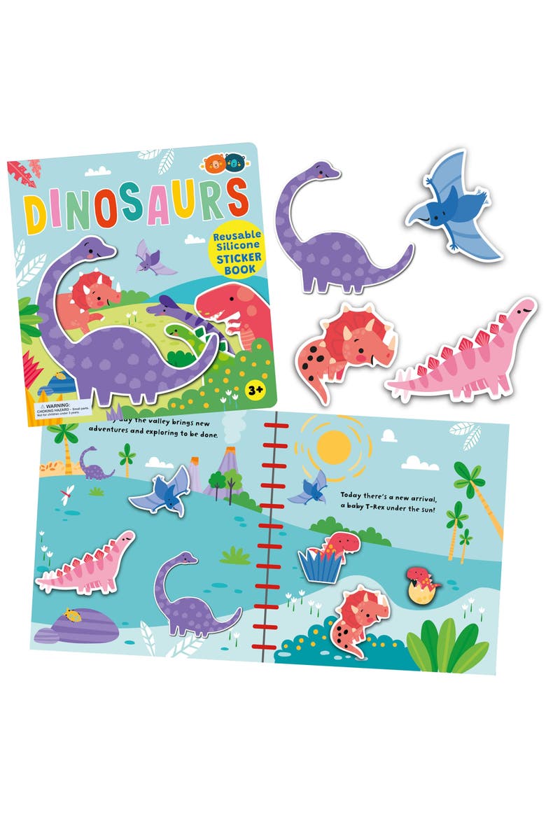 Reusable Silicone Sticker Book, Dinosaurs, Kids 3+, Alternate, color, Multicolored