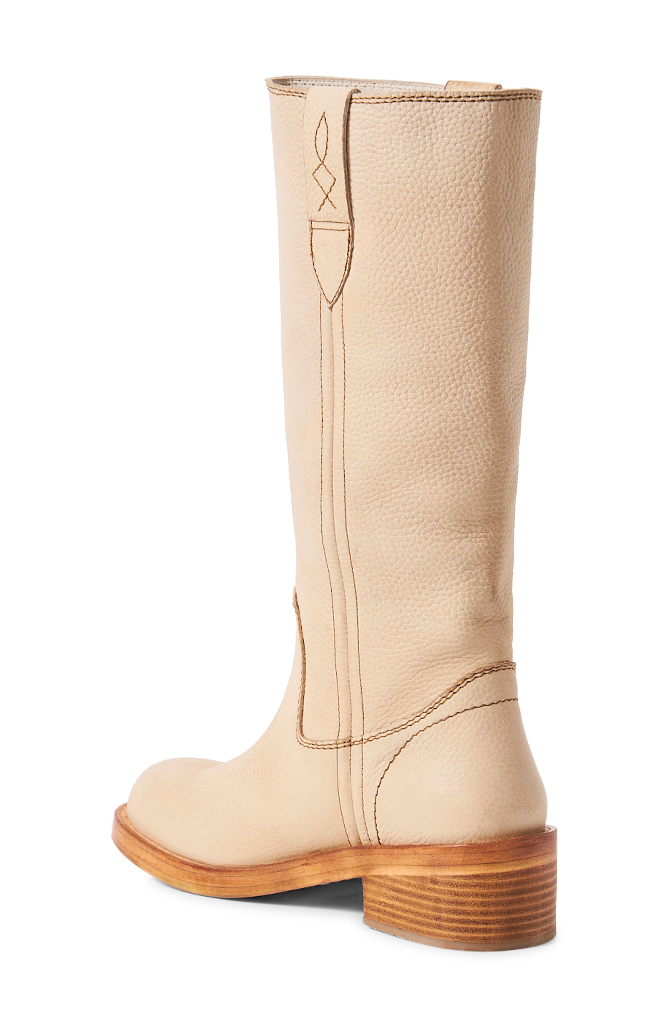 Blaze Block Heel Boot, Alternate, color, PARCHMENT LEATHER