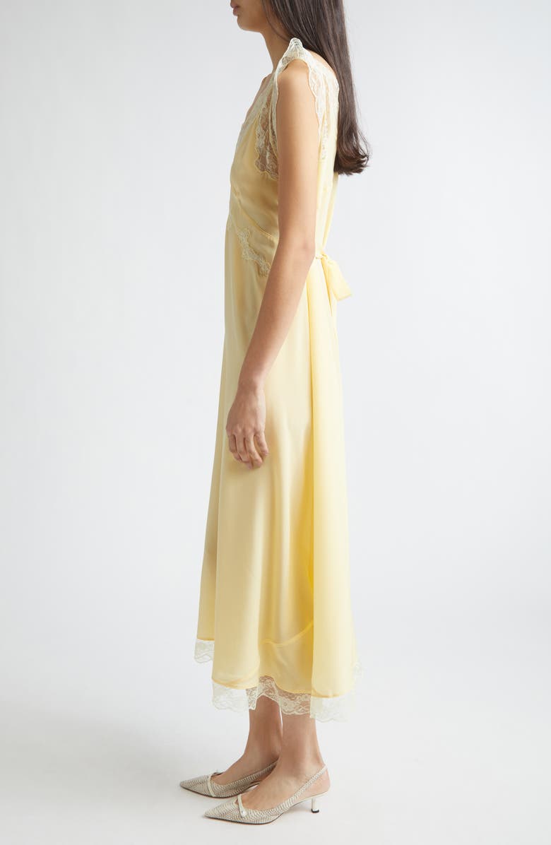 Tanner Fletcher Gender Inclusive Irene Lace Trim Silk Georgette Midi Dress, Alternate, color, Yellow