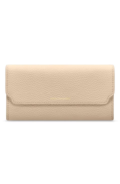 Long Leather Flap Wallet