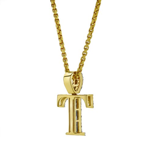 Luvmyjewelry T Initial Diamond Pendant 10k Yellow Gold In 10k Yellow Gold