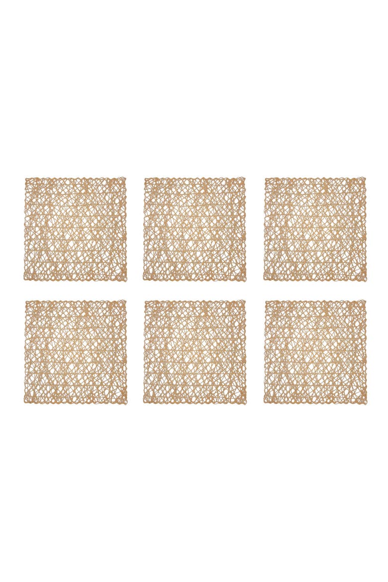 Taupe Woven Paper Square Placemat Set/6, 16x16", Main, color, Taupe