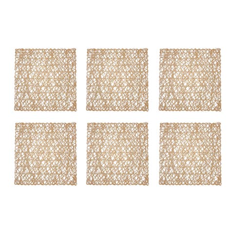 Taupe Woven Paper Square Placemat Set/6, 16x16"
