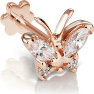 MARIA TASH Diamond Butterfly Threaded Stud Earring