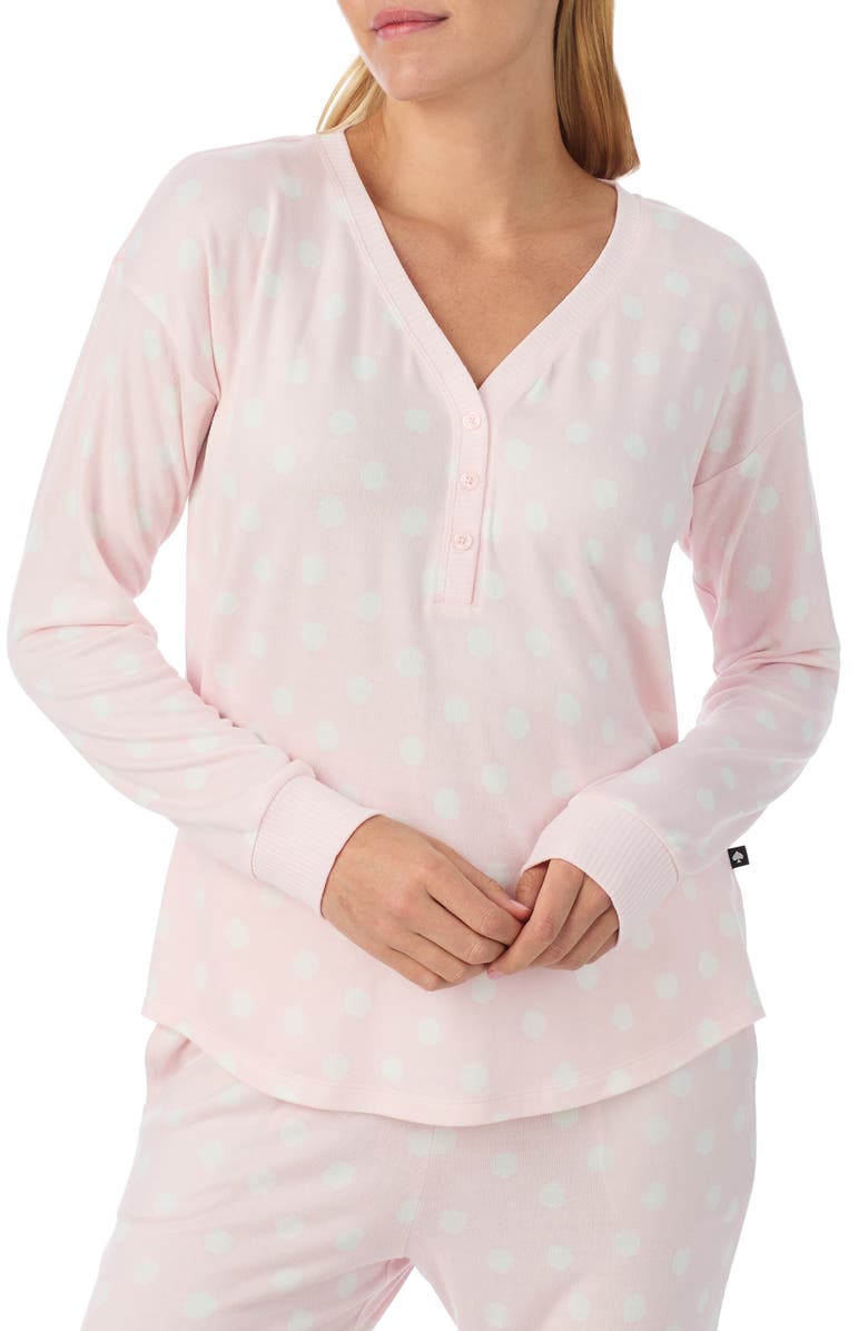 Kate Spade New York print henley pajamas, Alternate, color, Pink/ White