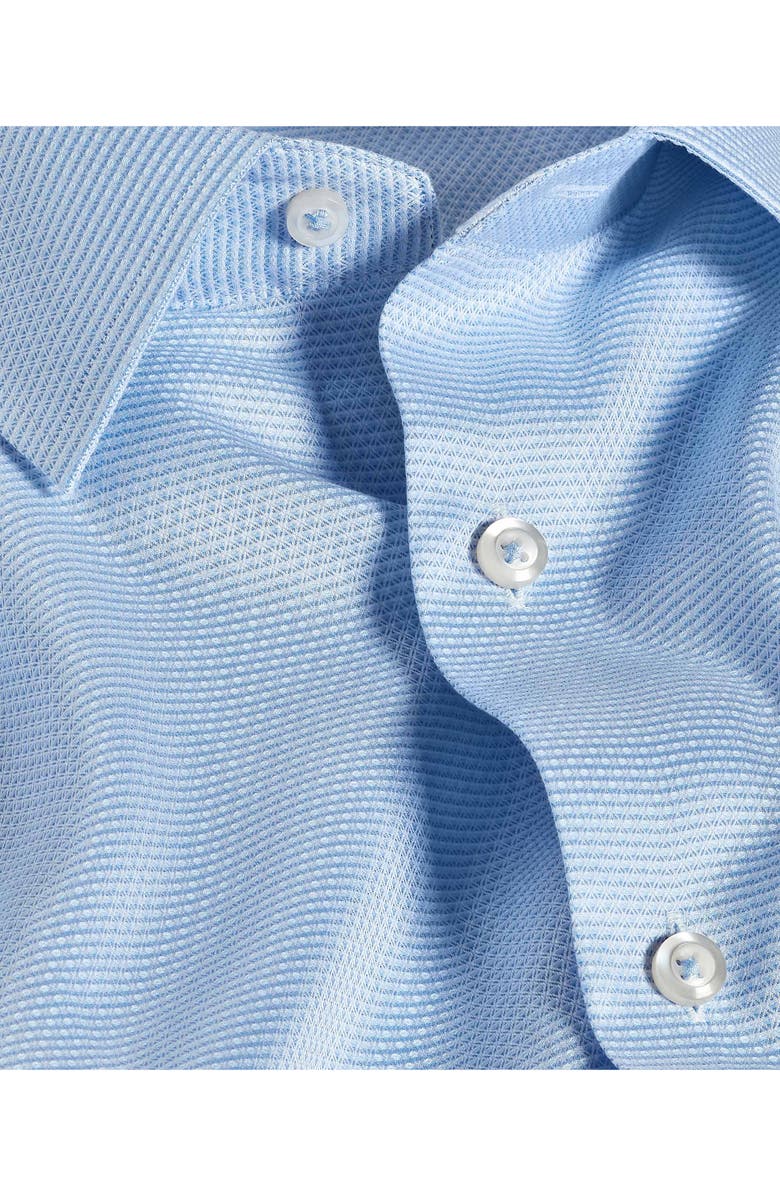 David Donahue Trim Fit Microcheck Cotton Dobby Dress Shirt, Alternate, color, Blue