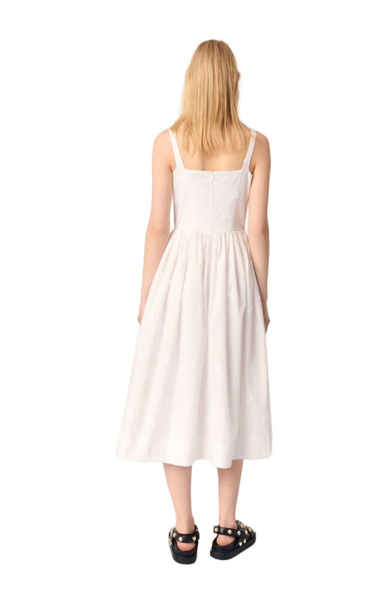 maje Embroidered cotton midi dress, Alternate, color,