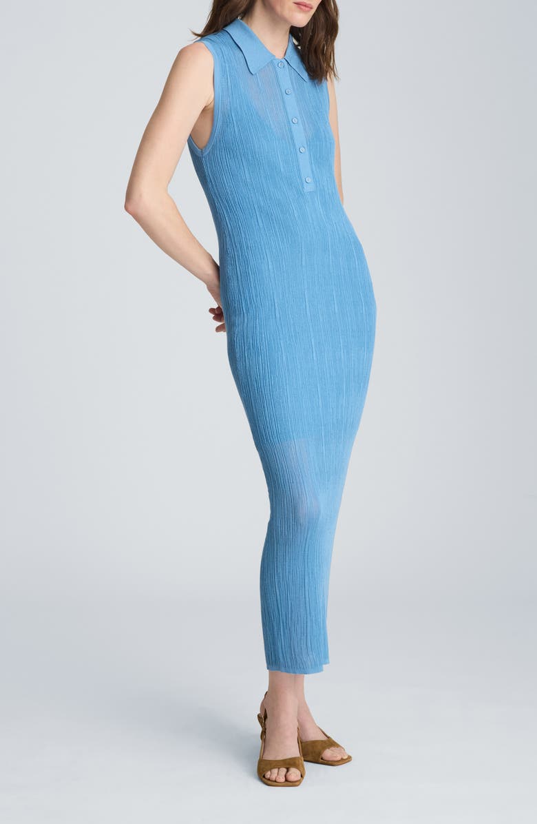 Kenneth Cole Variga Crinkle Georgette Midi Dress, Alternate, color, Lake Blue