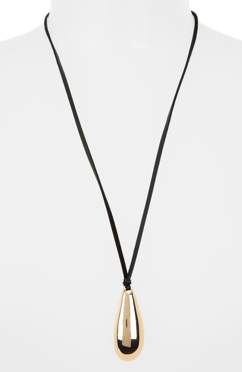 Shop Nordstrom Rack Suede Cord Pendant Necklace In Black- Gold