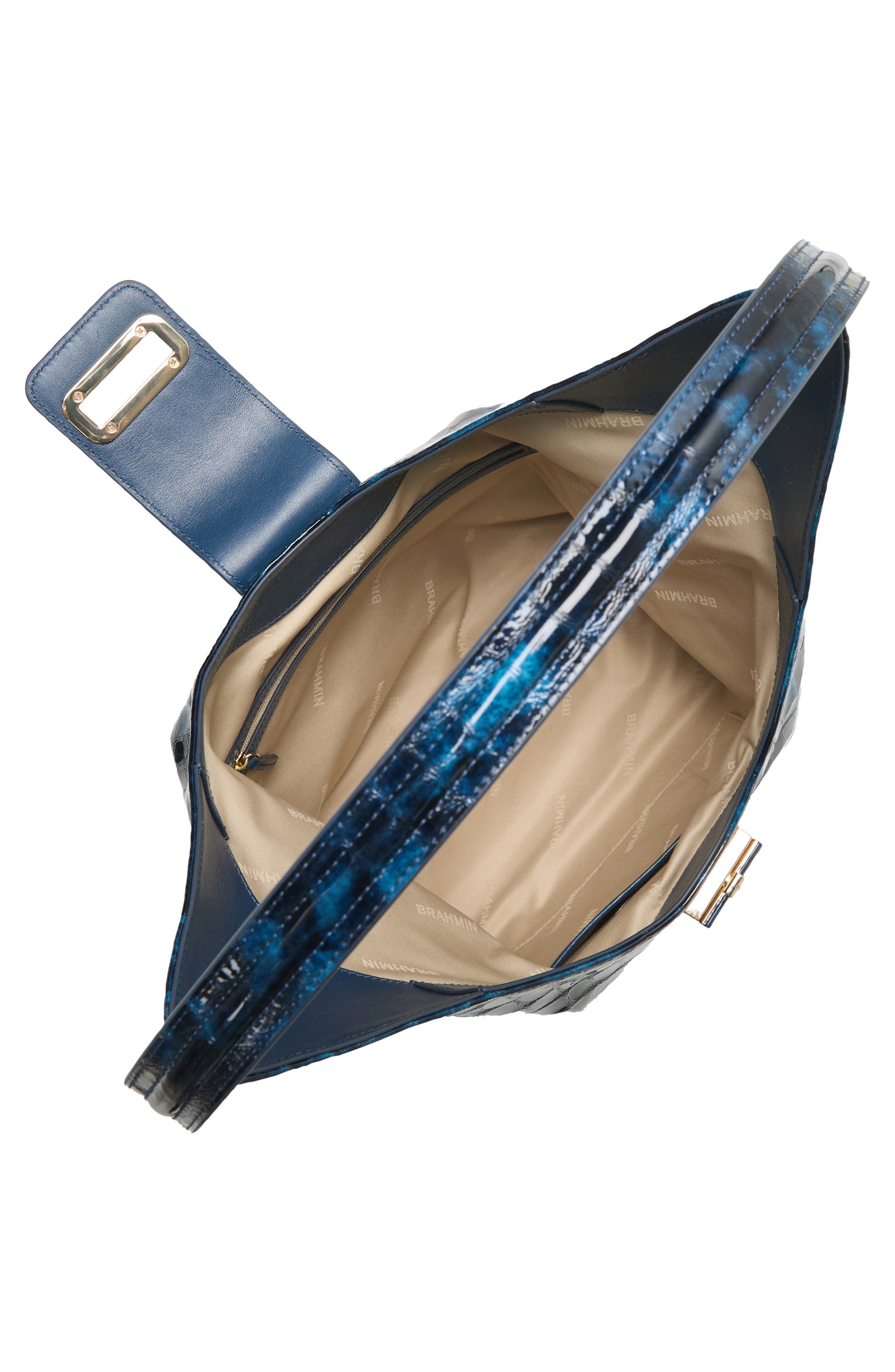 Brahmin Gwynne Croc Embossed Leather Shoulder Bag, Alternate, color, Ultramarine