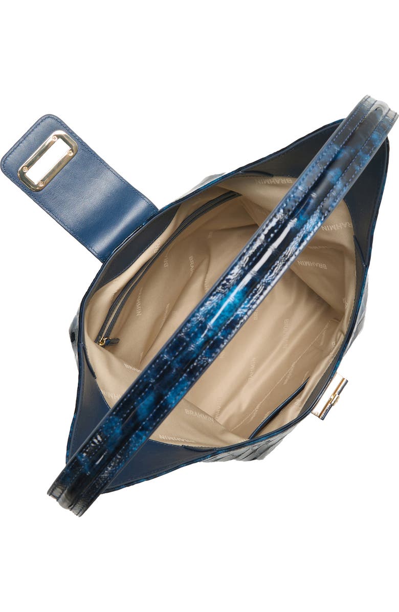 Brahmin Gwynne Croc Embossed Leather Shoulder Bag, Alternate, color, Ultramarine