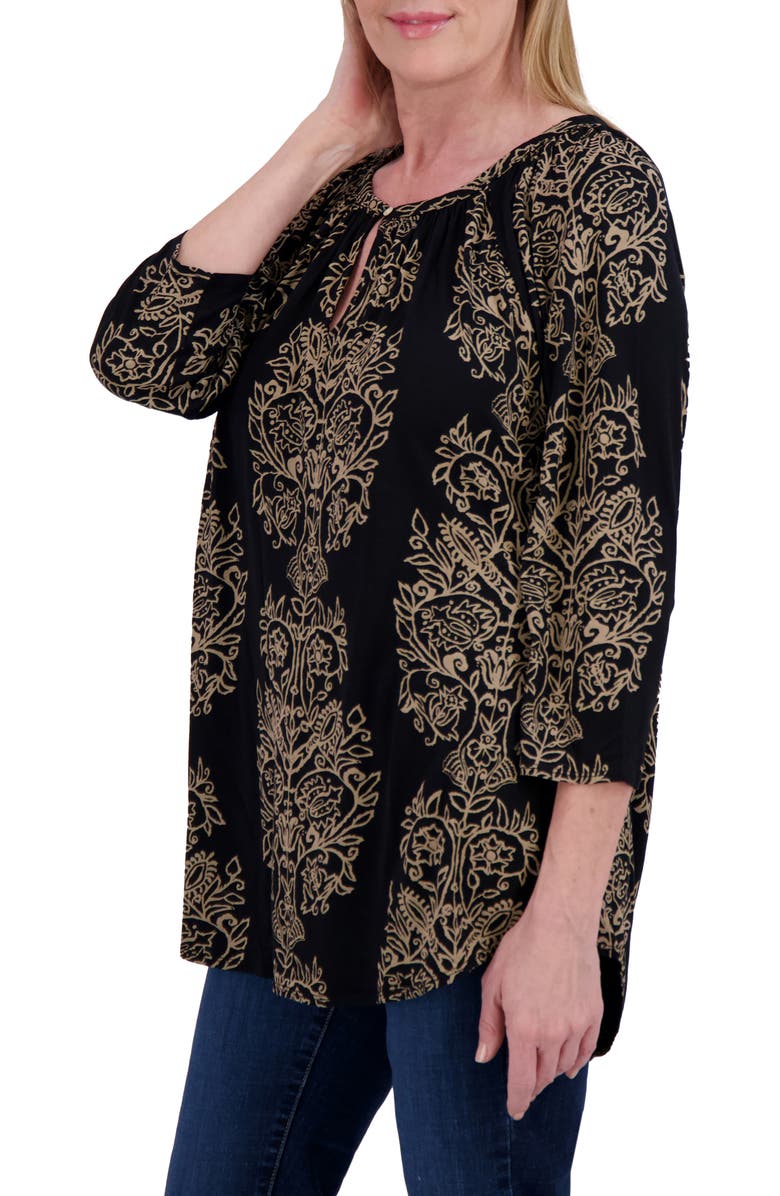 Lucky Brand Floral Raglan Sleeve Top, Alternate, color, Black Multi