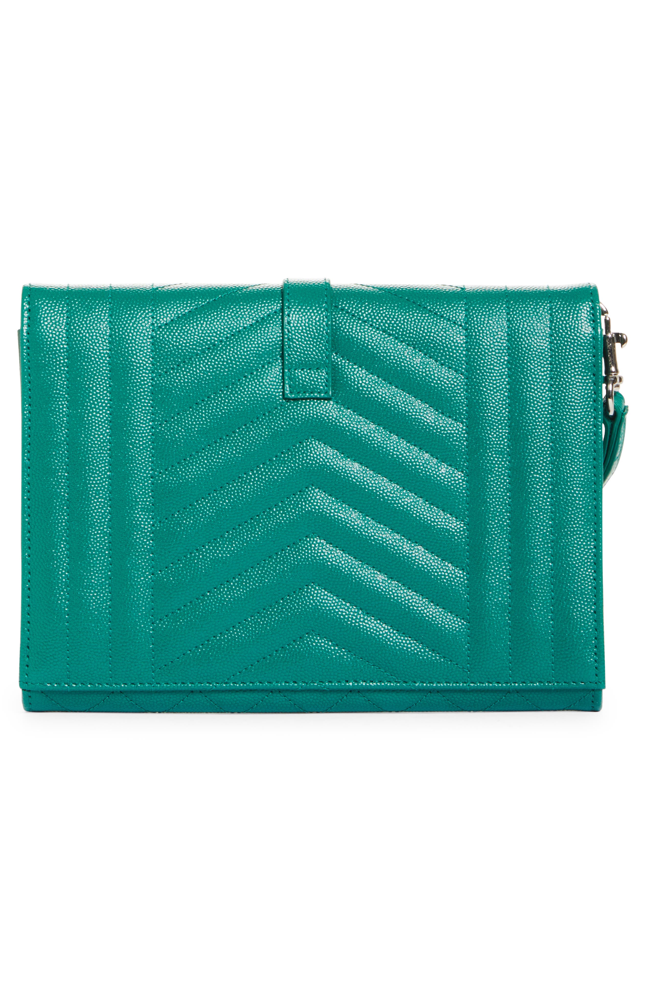 Saint Laurent Matelassé Leather Wristlet, Alternate, color, 