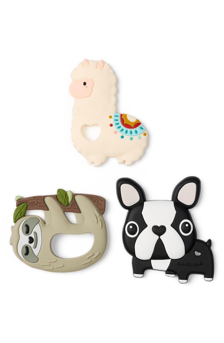 Loulou Lollipop Animal 3-Piece Soothing Teether Set, Main, color,