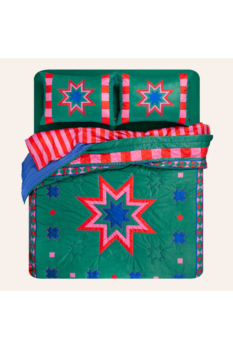 Hansi Quilted King Size 100% Polyester Heritage Style, Alternate, color, Green