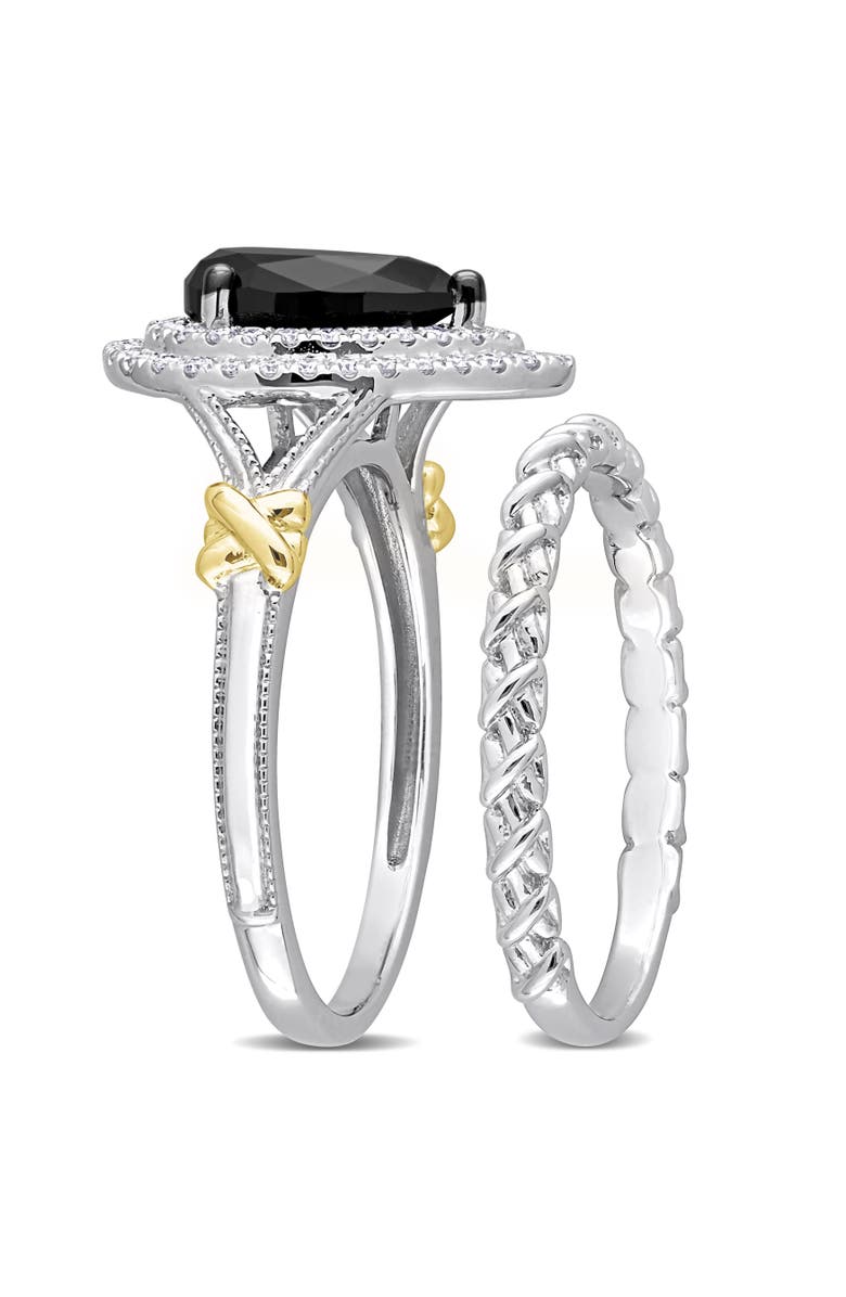 Julianna B. Black & White Diamond Pear Halo Ring Set 14k, Alternate, color, Diamond