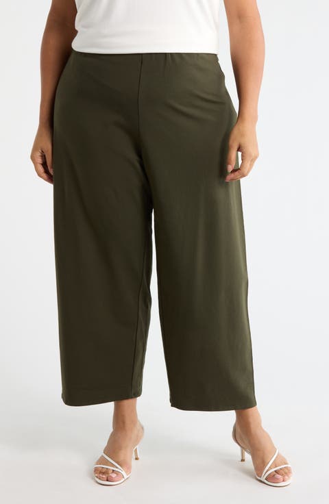 Straight Leg Cropped Pants (Plus)