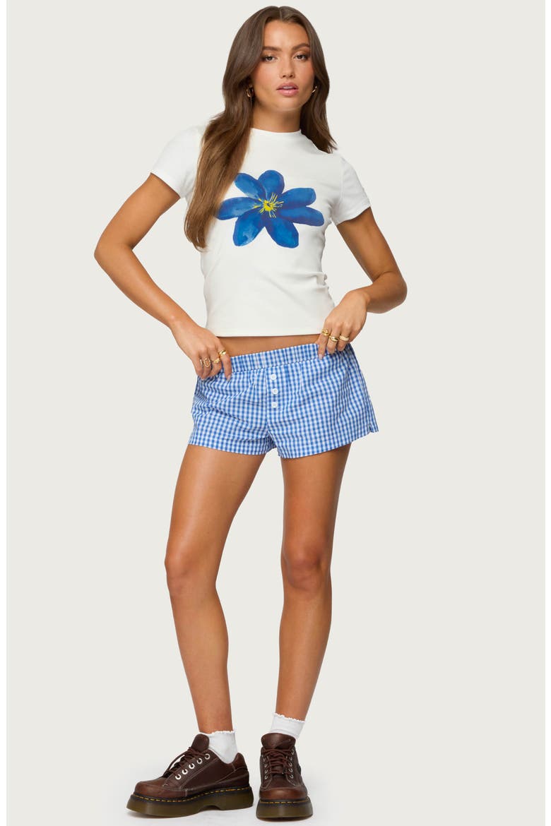 Maryanne Gingham Boxer Shorts, Alternate, color, BLUE