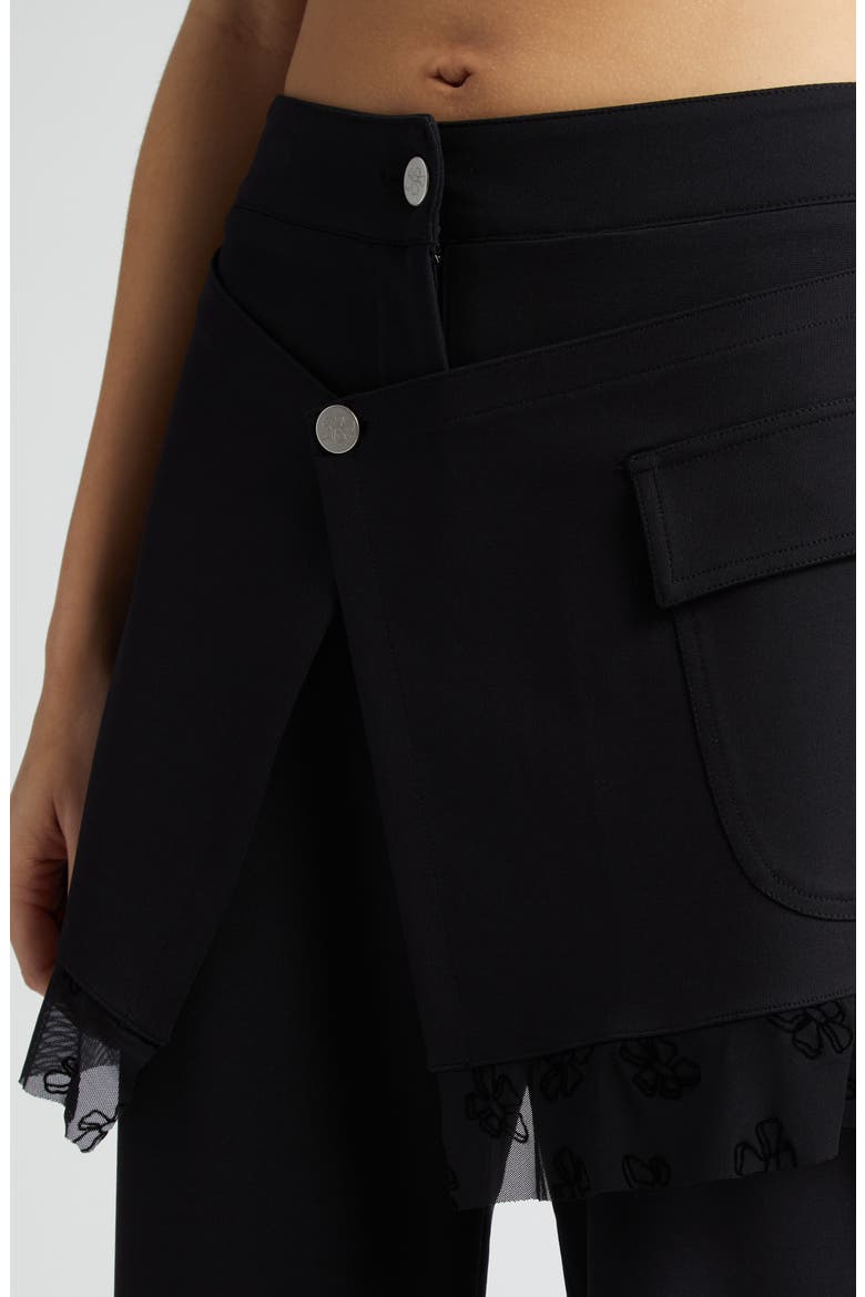 The Skirted Flare Leg Pants, Alternate, color, BLACK