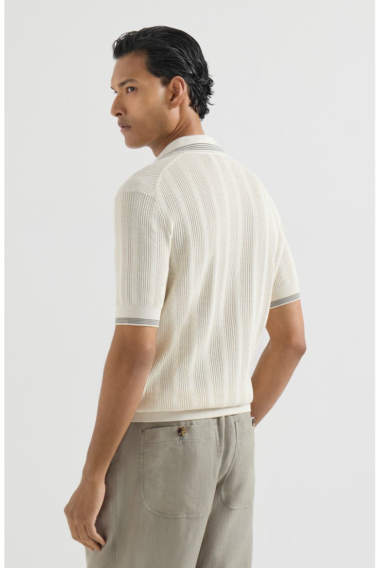 Cotton textured rib knit polo, Alternate, color, White