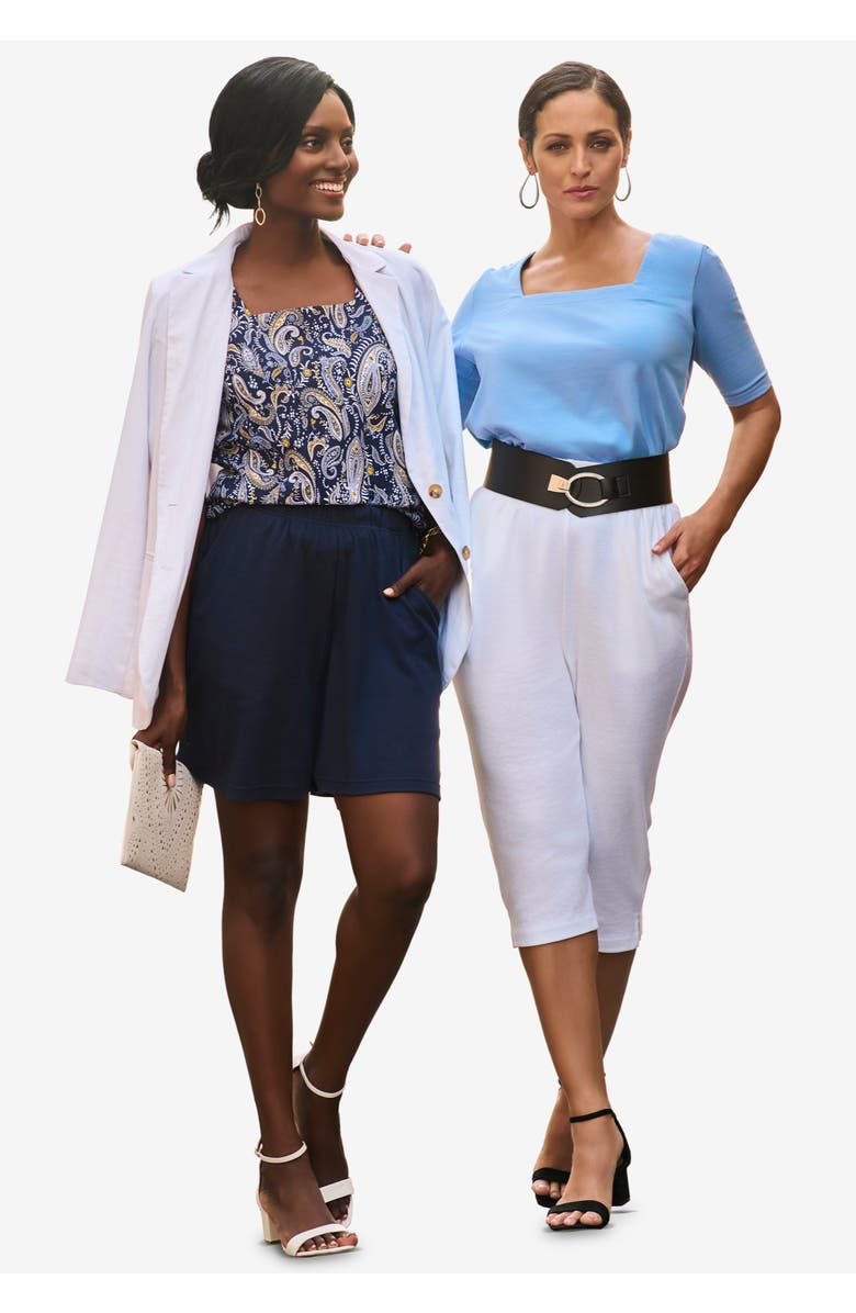 Jessica London Soft Ease Knit Shorts, Alternate, color, Black