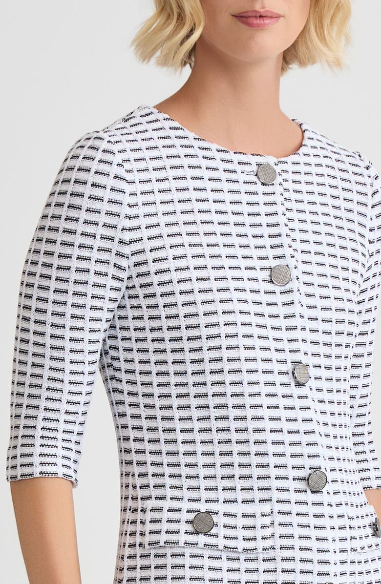 Misook Two-Tone Tweed Knit Sheath Dress, Alternate, color, Black/White