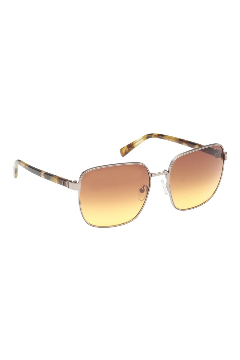 58mm Gradient Square Sunglasses, Alternate, color, SHINY LIGHT NICKELTIN / BROWN