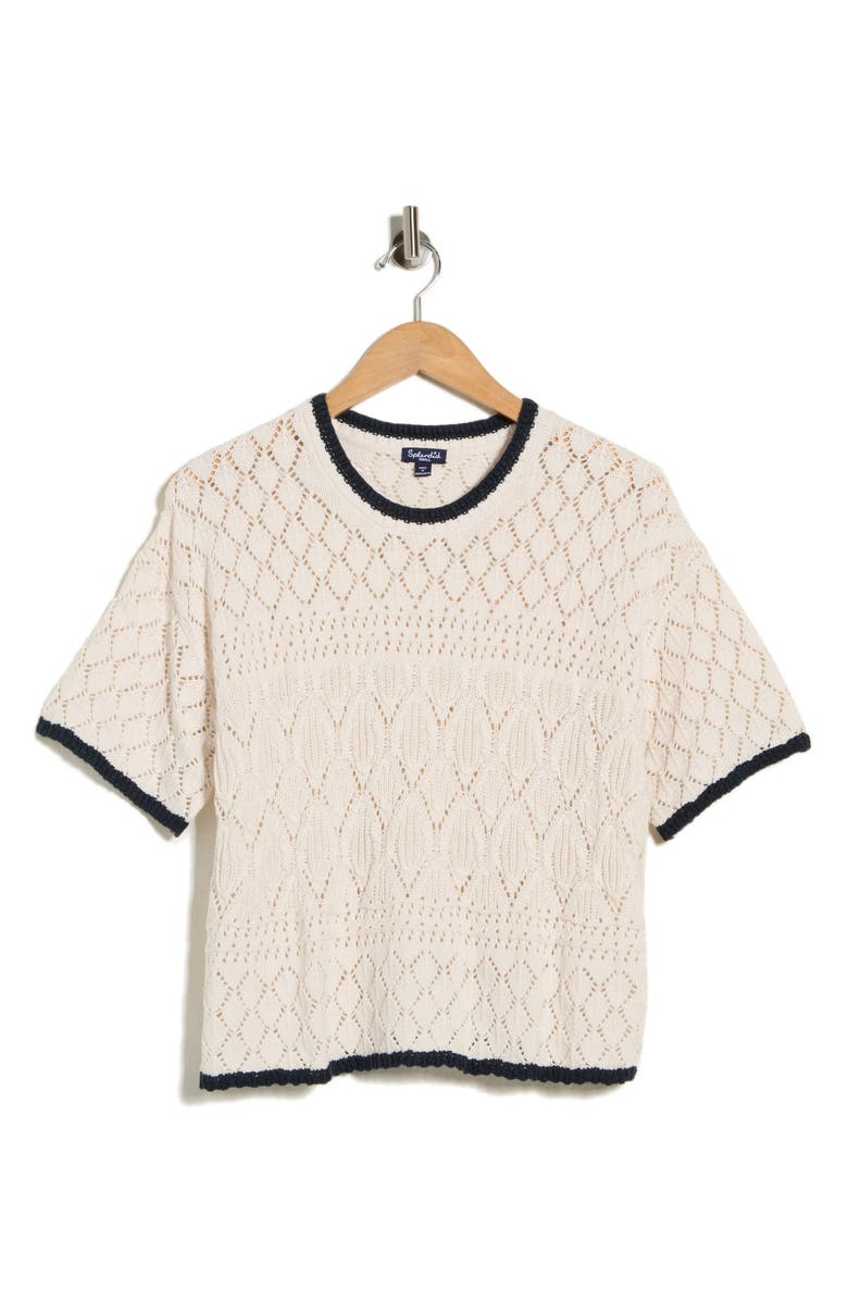 Splendid Honore Tipped Short Sleeve Cotton Sweater, Main, color, 