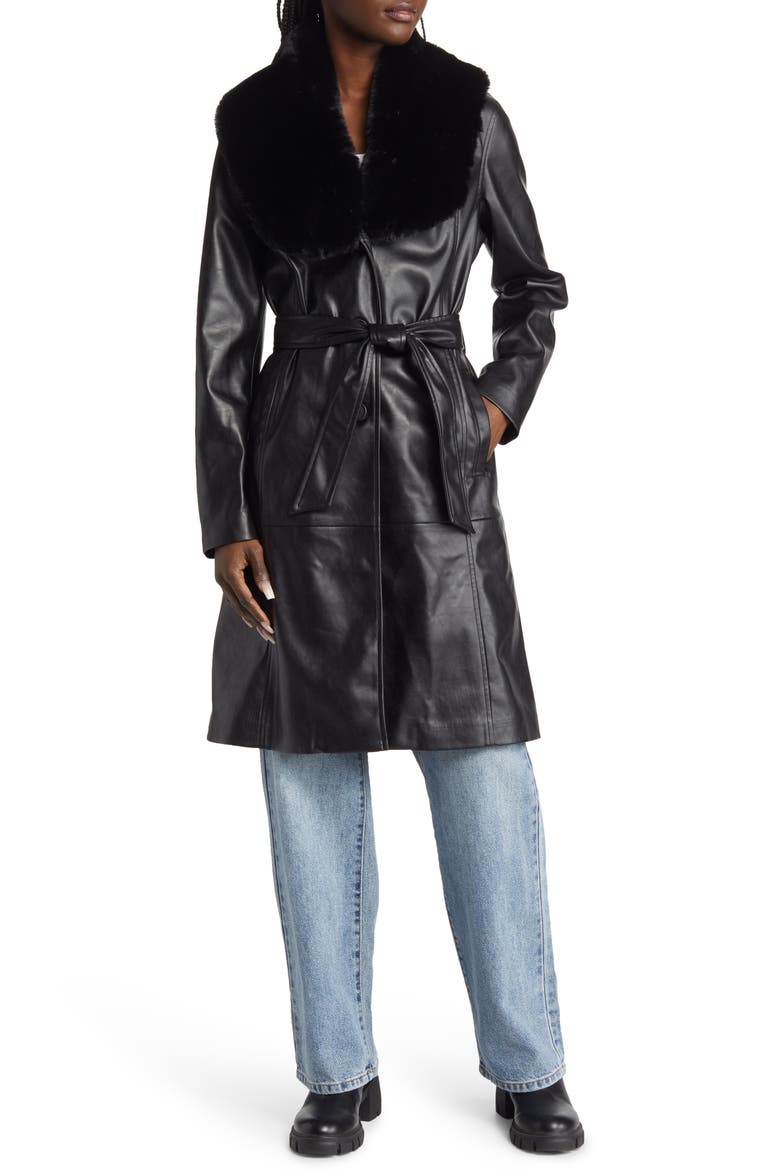 Faux Fur Shawl Collar Trench Coat, Alternate, color, IN THE MOMENT