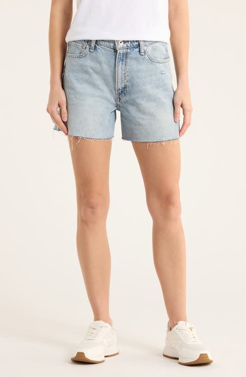 Retro High Waist Denim Cutoff Shorts (Oconee)