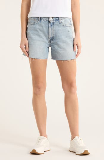 Rag & Bone Retro High Waist Denim Cutoff Shorts In Blue