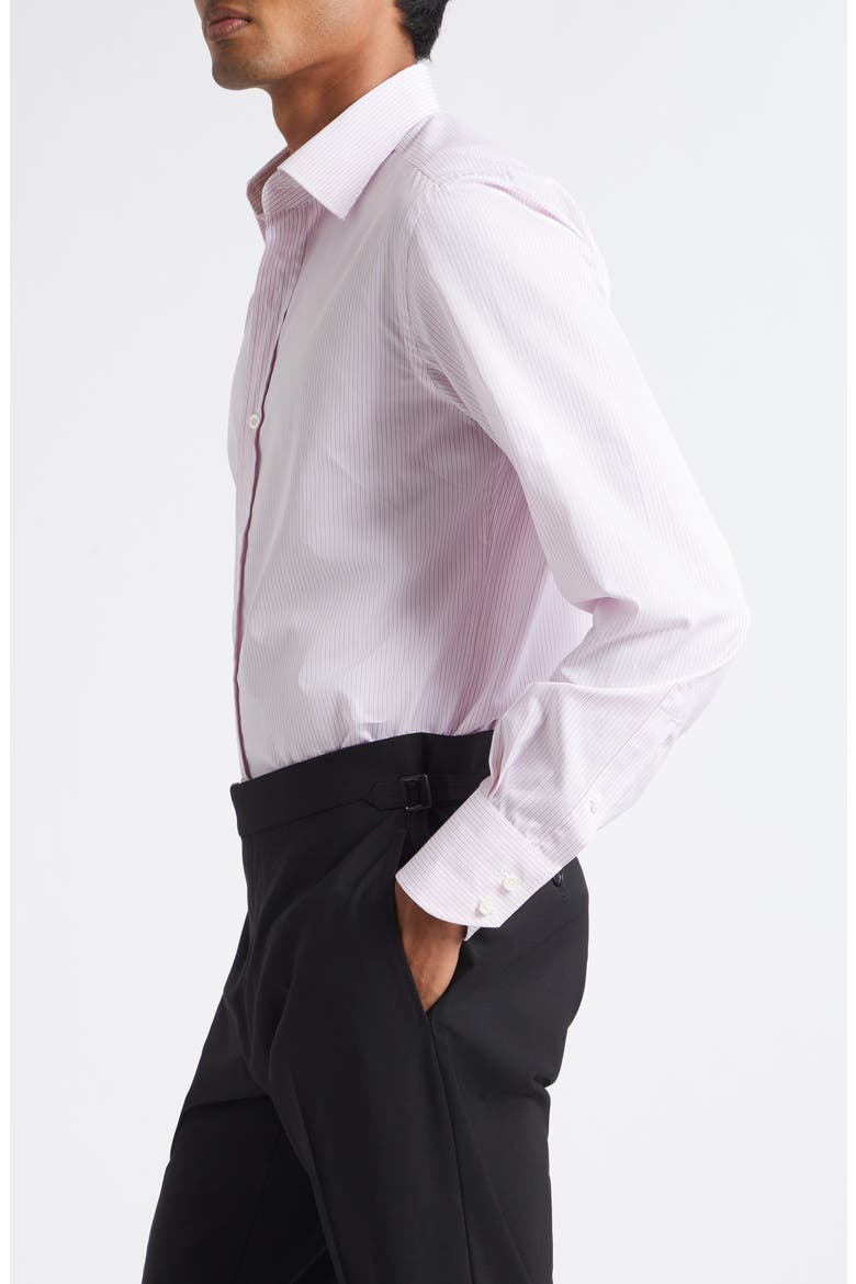 Classic Fit Striped Cotton Shirt, Alternate, color, PWA ROSE/ WHITE