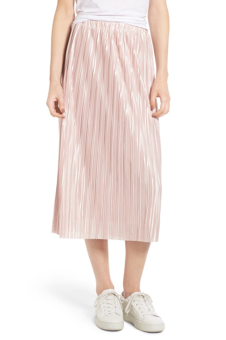 Plissé Pleat Skirt, Main, color, PINK PEACH