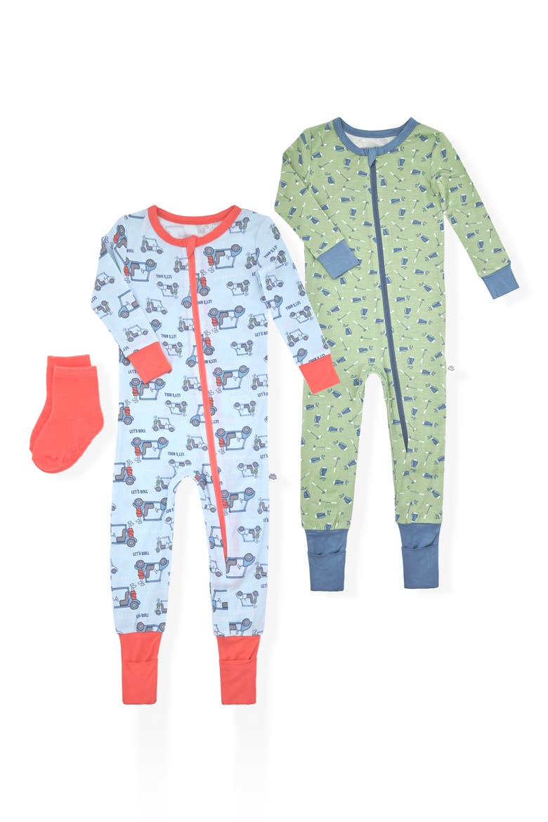 Assorted 2-Pack Pajamas & Socks Set, Main, color, BLUE