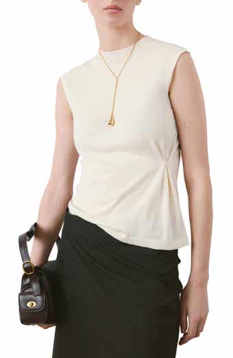 Side Gather Mock Neck Sweater Vest