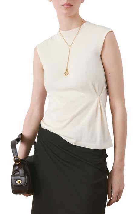 Side Gather Mock Neck Sweater Vest
