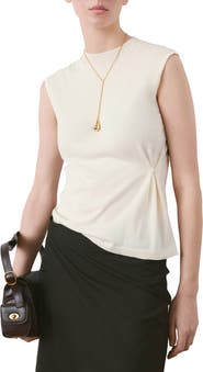 MANGO Side Gather Mock Neck Sweater Vest