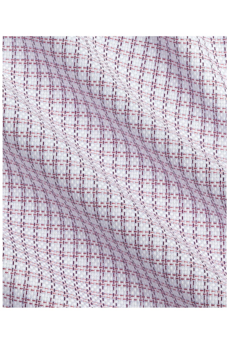 Trim Fit Textured Check Dress Shirt, Alternate, color, WHITE/ MERLOT