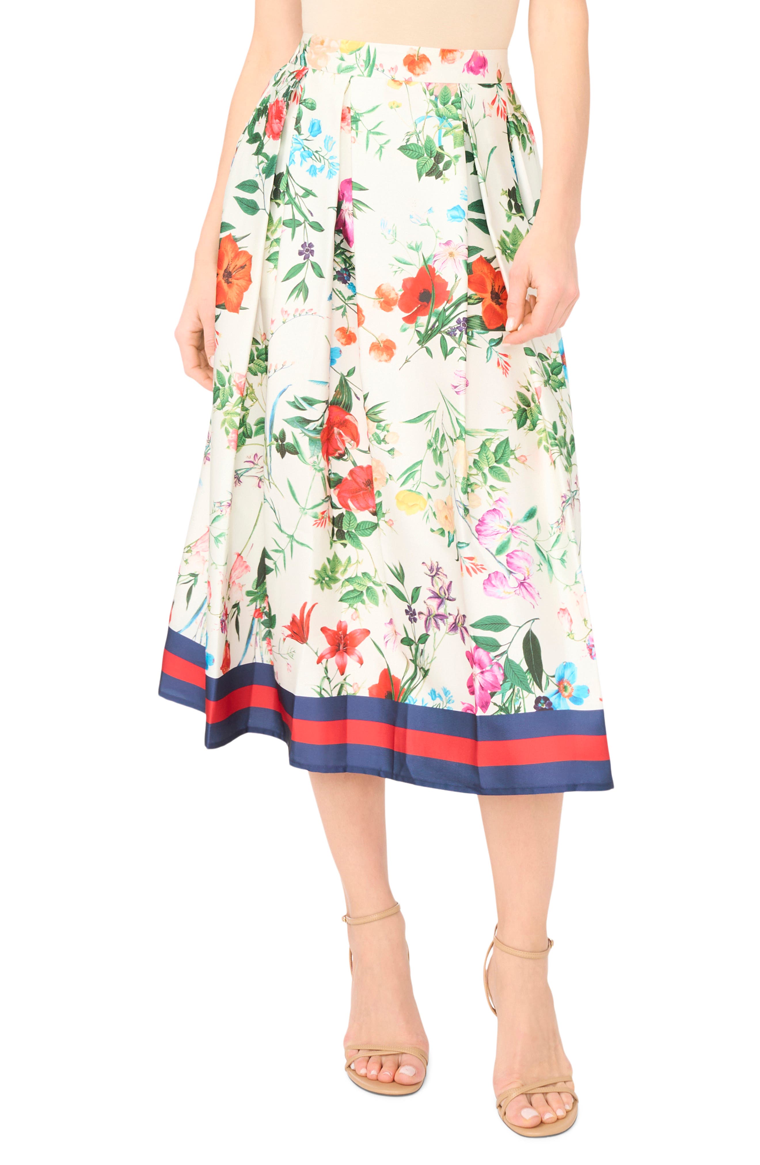 Halogen® Border Print Midi Skirt