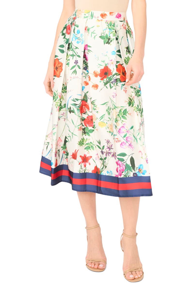 Halogen<sup>®</sup> Border Print Midi Skirt, Main, color, White/ Pink Multi