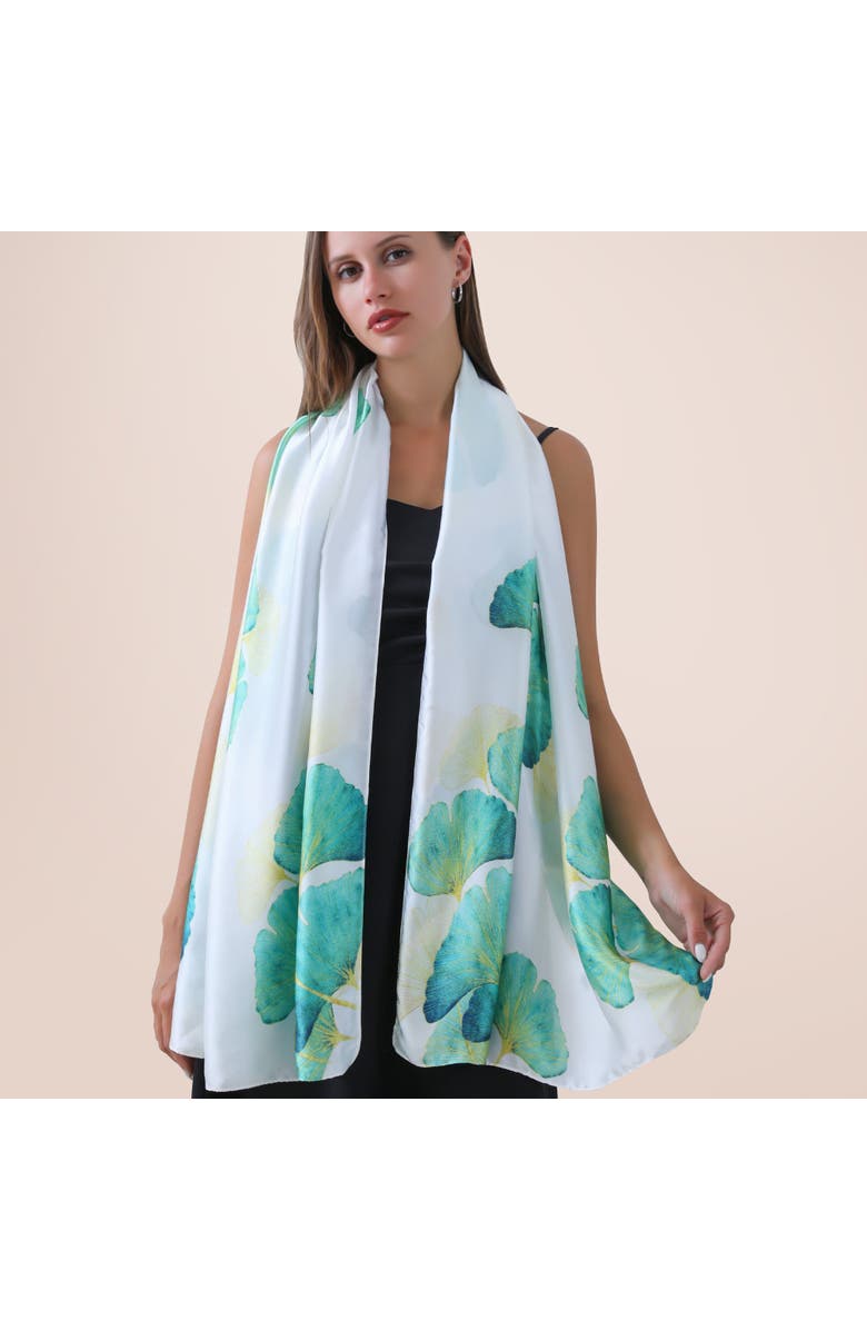 Youzey Clover Green & White Lightweight Scarf, Main, color, Green/White