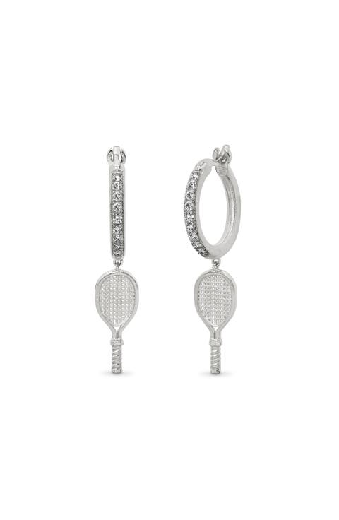 The Tennis Racket Hoop Earring, White Diamond