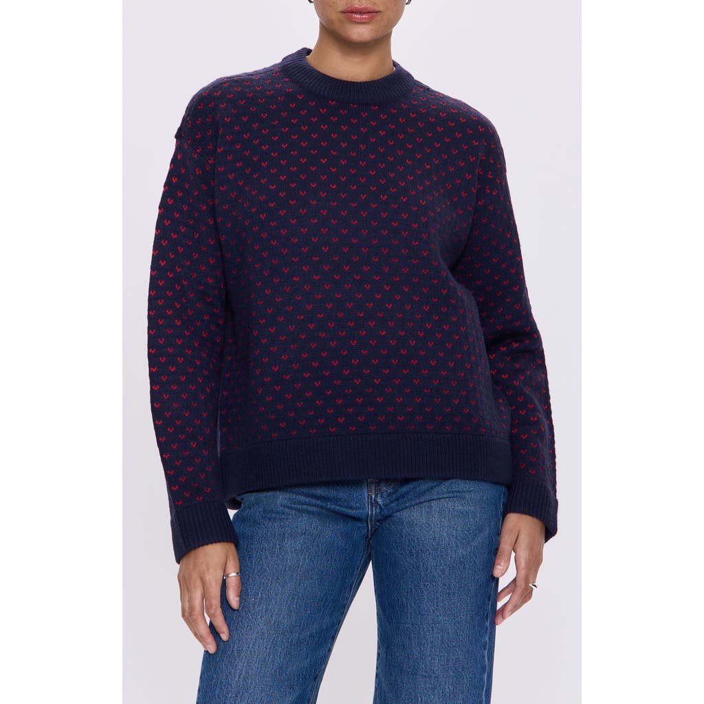 Pistola Hanna Heart Jacquard Crewneck Sweater In Blue